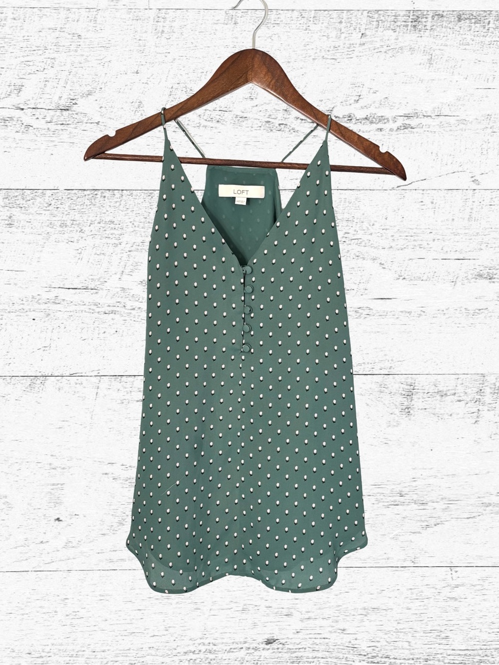 Ann Taylor LOFT Green tulip Spaghetti Strap Tank